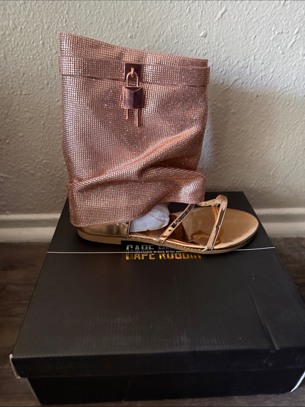 Cape Robbin Rose Gold Metallic Gladiator Sandal